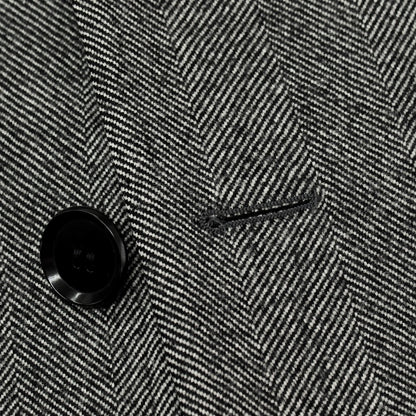 【中古】リングヂャケット RING JACKET ヘリンボーン織ウールカシミヤ チェスターフィールドコート ブラックxホワイト【 48 】【 状態ランクB 】【 メンズ 】