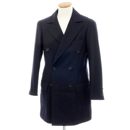 【中古】リングヂャケット RING JACKET ウールカシミヤ ダブル ダブルブレストコート ネイビーxブラック【 48 】【 状態ランクB 】【 メンズ 】