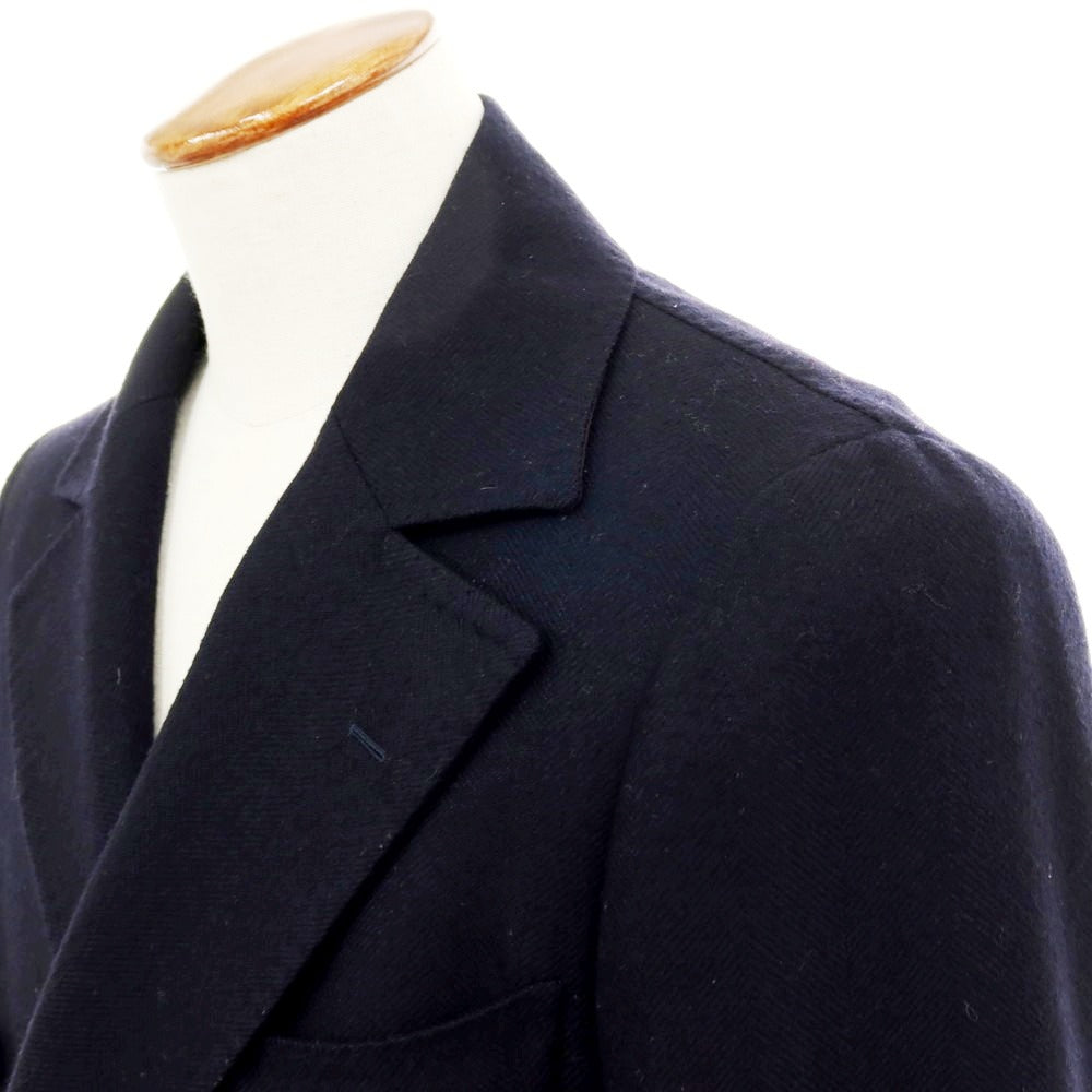 【中古】リングヂャケット RING JACKET ウールカシミヤ ダブル ダブルブレストコート ネイビーxブラック【 48 】【 状態ランクB 】【 メンズ 】