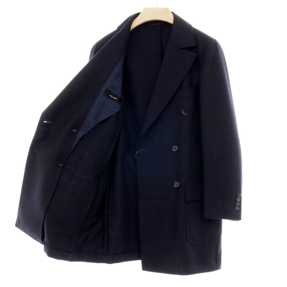 【中古】リングヂャケット RING JACKET ウールカシミヤ ダブル ダブルブレストコート ネイビーxブラック【 48 】【 状態ランクB 】【 メンズ 】