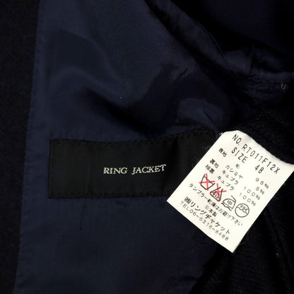【中古】リングヂャケット RING JACKET ウールカシミヤ ダブル ダブルブレストコート ネイビーxブラック【 48 】【 状態ランクB 】【 メンズ 】