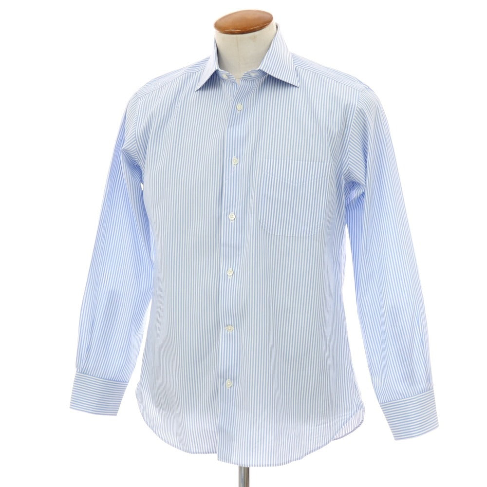 【中古】アザブテーラー azabu tailor コットン ストライプ ドレスシャツ ライトブルーxホワイト【 40 】【 状態ランクB 】【 メンズ 】