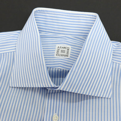 【中古】アザブテーラー azabu tailor コットン ストライプ ドレスシャツ ライトブルーxホワイト【 40 】【 状態ランクB 】【 メンズ 】
