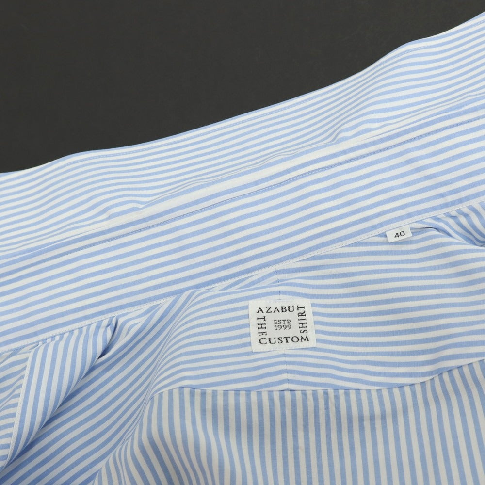 【中古】アザブテーラー azabu tailor コットン ストライプ ドレスシャツ ライトブルーxホワイト【 40 】【 状態ランクB 】【 メンズ 】