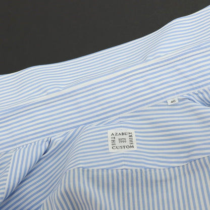 【中古】アザブテーラー azabu tailor コットン ストライプ ドレスシャツ ライトブルーxホワイト【 40 】【 状態ランクB 】【 メンズ 】