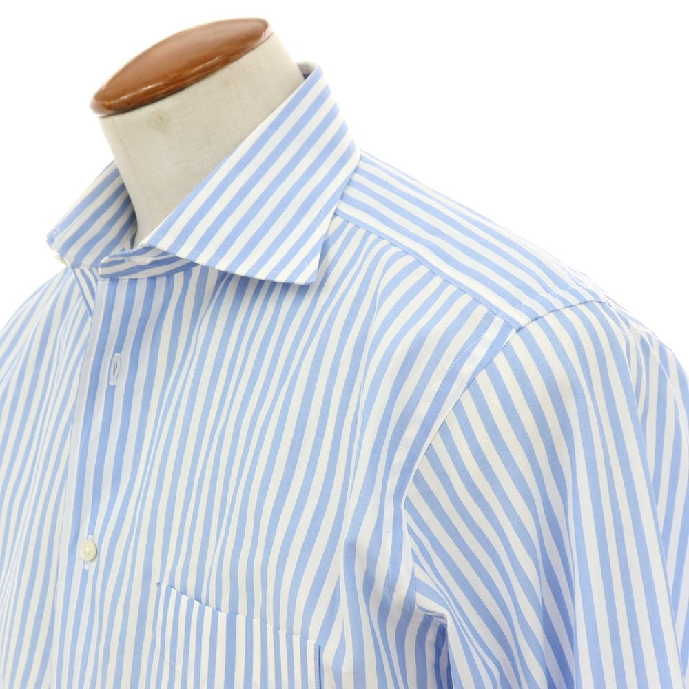 【中古】アザブテーラー azabu tailor コットン ストライプ ドレスシャツ ライトブルーxホワイト【 40 】【 状態ランクB 】【 メンズ 】