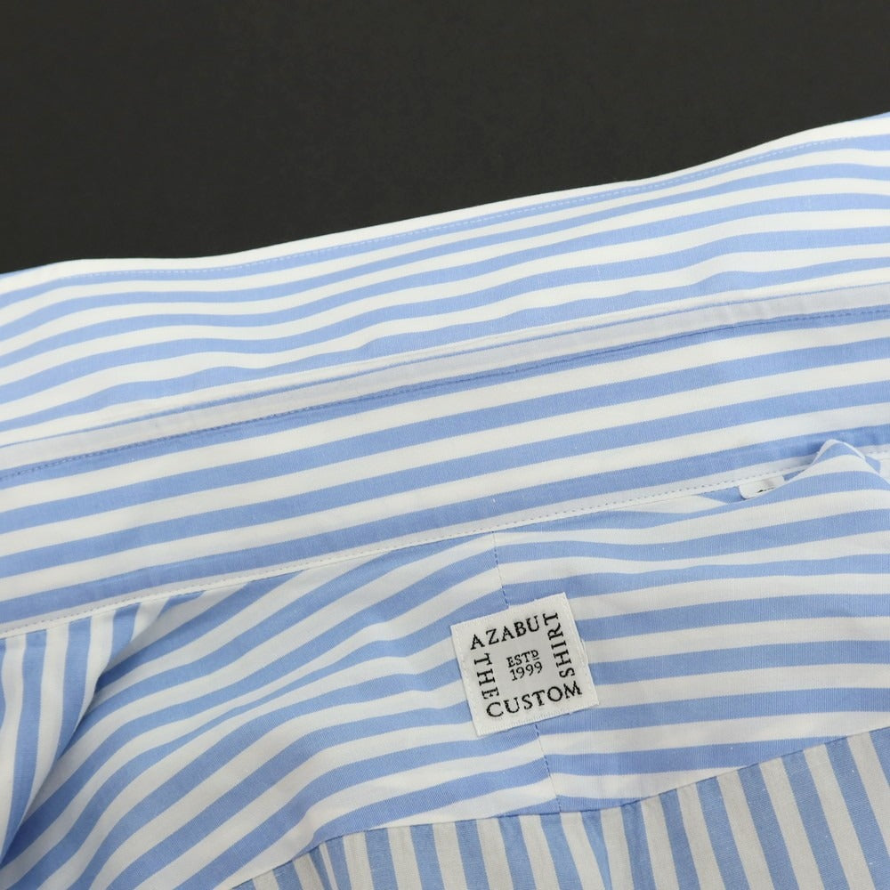 【中古】アザブテーラー azabu tailor コットン ストライプ ドレスシャツ ライトブルーxホワイト【 サイズ40 】【 状態ランクB 】【 メンズ 】 [APD]