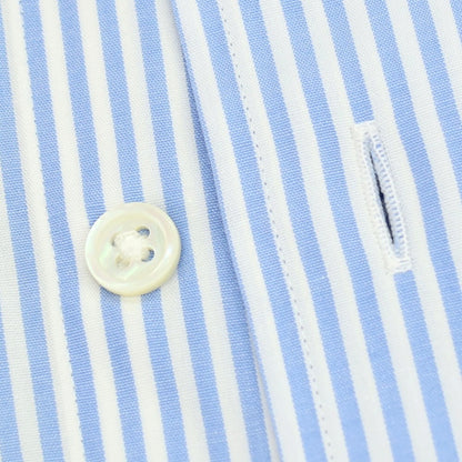 【中古】アザブテーラー azabu tailor コットン ストライプ クレリックシャツ ライトブルーxホワイト【 41 】【 状態ランクB 】【 メンズ 】