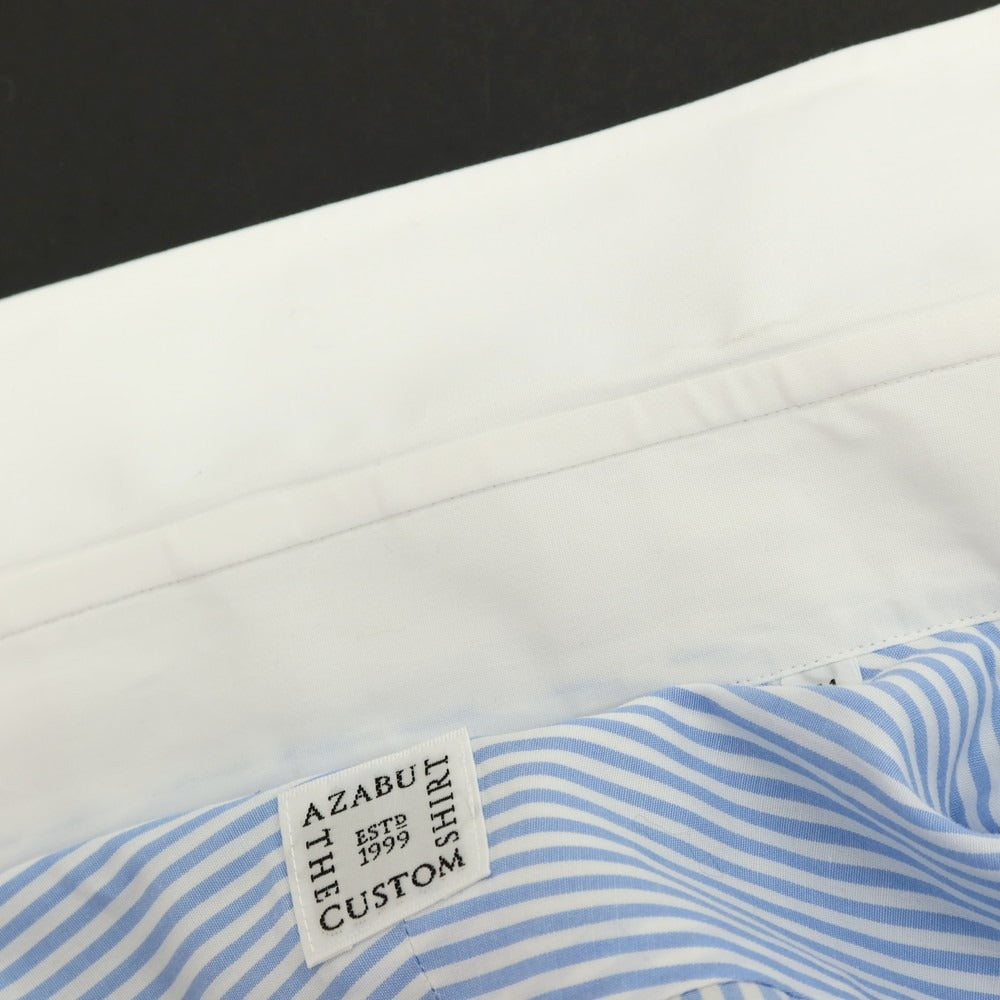 【中古】アザブテーラー azabu tailor コットン ストライプ クレリックシャツ ライトブルーxホワイト【 サイズ41 】【 状態ランクB 】【 メンズ 】 [APD]