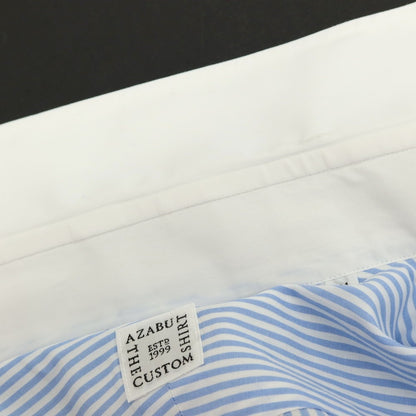 【中古】アザブテーラー azabu tailor コットン ストライプ クレリックシャツ ライトブルーxホワイト【 41 】【 状態ランクB 】【 メンズ 】