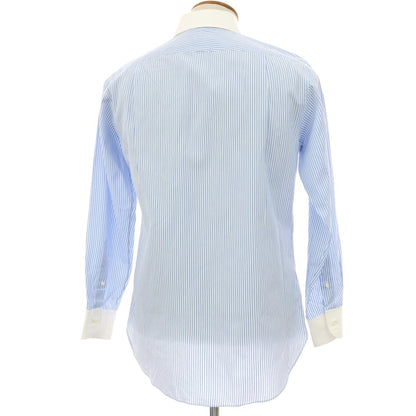 【中古】アザブテーラー azabu tailor コットン ストライプ クレリックシャツ ライトブルーxホワイト【 40 】【 状態ランクB 】【 メンズ 】