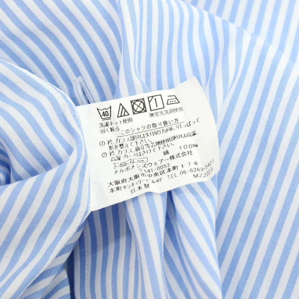 【中古】アザブテーラー azabu tailor コットン ストライプ クレリックシャツ ライトブルーxホワイト【 サイズ40 】【 状態ランクB 】【 メンズ 】 [APD]