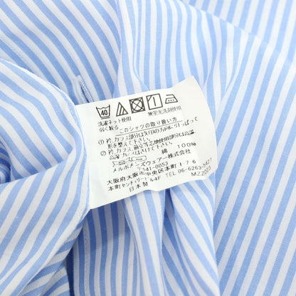 【中古】アザブテーラー azabu tailor コットン ストライプ クレリックシャツ ライトブルーxホワイト【 40 】【 状態ランクB 】【 メンズ 】