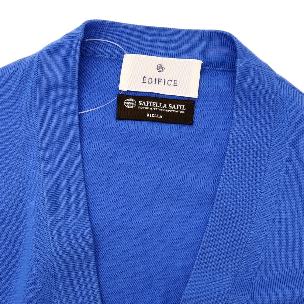 【中古】エディフィス EDIFICE SAFIELLA SAFIL ハイゲージ ウール カーディガン ブルー【 46 】【 状態ランクB 】【 メンズ 】