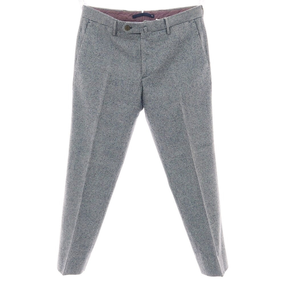 【中古】インコテックス INCOTEX ウール ハウンドトゥース ドレススラックスパンツ ネイビーxホワイト【 46 】【 状態ランクC 】【 メンズ 】