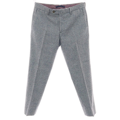 【中古】インコテックス INCOTEX ウール ハウンドトゥース ドレススラックスパンツ ネイビーxホワイト【 46 】【 状態ランクC 】【 メンズ 】