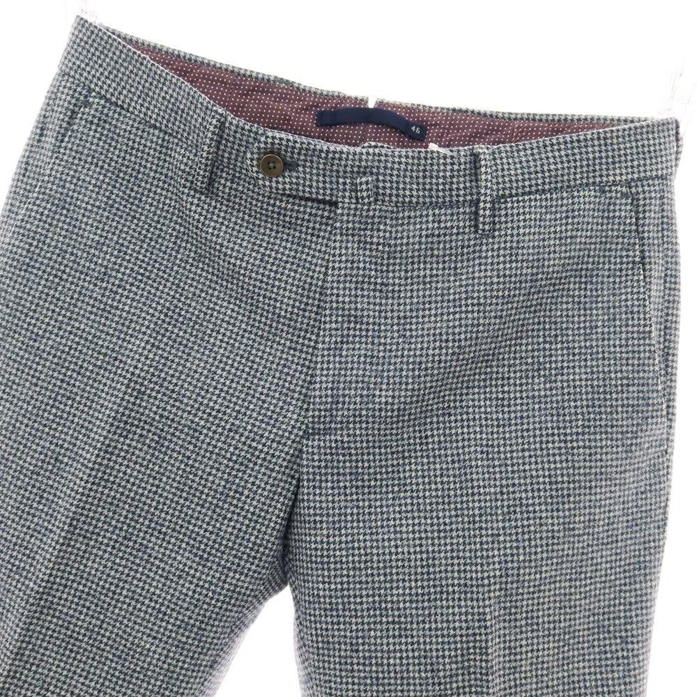 【中古】インコテックス INCOTEX ウール ハウンドトゥース ドレススラックスパンツ ネイビーxホワイト【 46 】【 状態ランクC 】【 メンズ 】