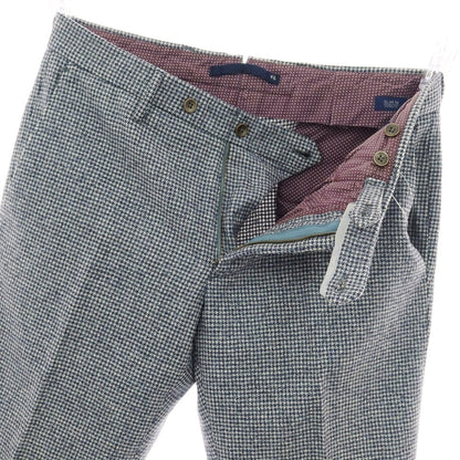 【中古】インコテックス INCOTEX ウール ハウンドトゥース ドレススラックスパンツ ネイビーxホワイト【 46 】【 状態ランクC 】【 メンズ 】