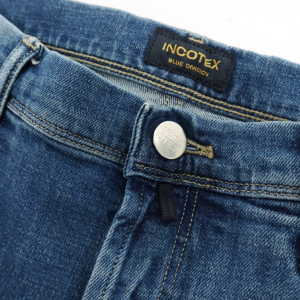 【中古】インコテックス ブルーディヴィジョン INCOTEX BLUE DIVISION ダメージ＆リペア加工 ストレッチ コットン デニムパンツ ジーンズ ブルー【 31 】【 状態ランクB 】【 メンズ 】