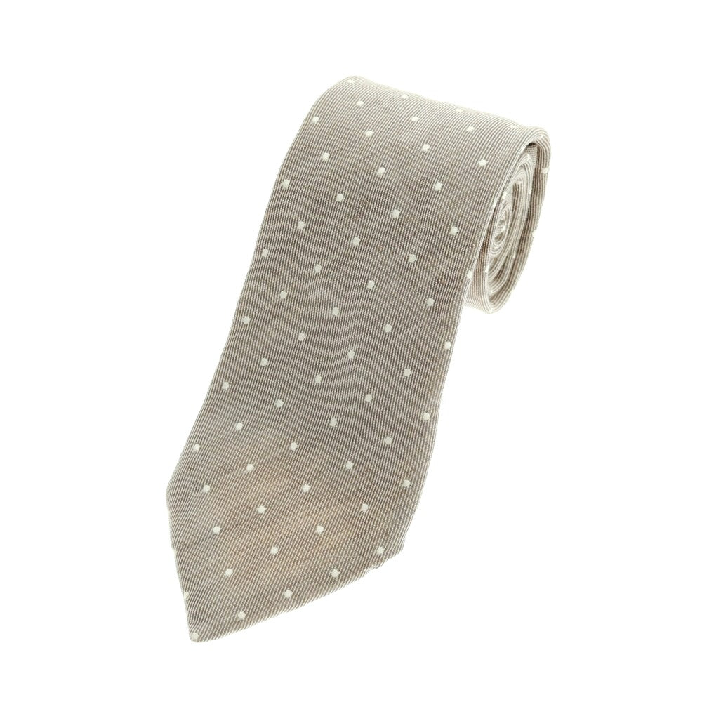 【中古】ルイジ ボレッリ Luigi Borrelli リネンコットン ドット柄ネクタイ アッシュブラウン【 状態ランクB 】【 メンズ 】