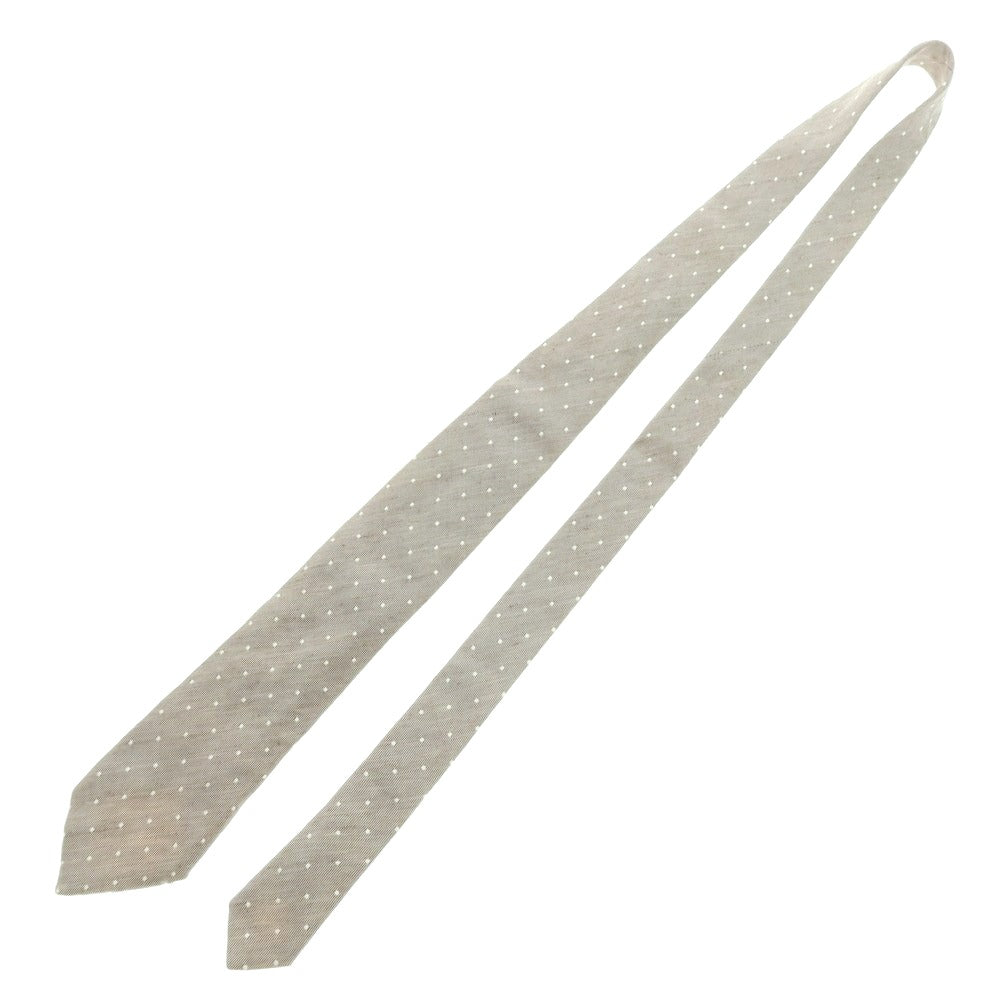 【中古】ルイジ ボレッリ Luigi Borrelli リネンコットン ドット柄ネクタイ アッシュブラウン【 状態ランクB 】【 メンズ 】