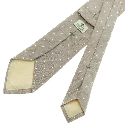 【中古】ルイジ ボレッリ Luigi Borrelli リネンコットン ドット柄ネクタイ アッシュブラウン【 状態ランクB 】【 メンズ 】
