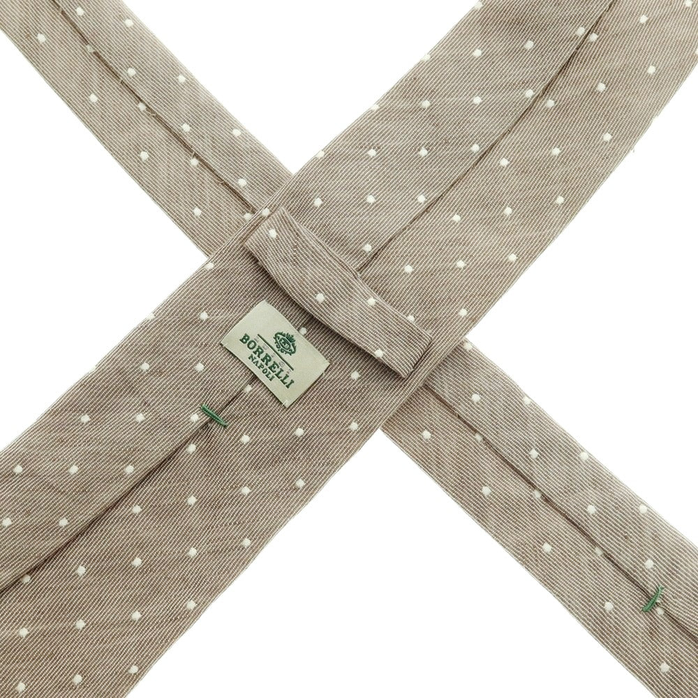 【中古】ルイジ ボレッリ Luigi Borrelli リネンコットン ドット柄ネクタイ アッシュブラウン【 状態ランクB 】【 メンズ 】