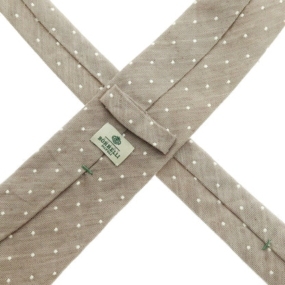 【中古】ルイジ ボレッリ Luigi Borrelli リネンコットン ドット柄ネクタイ アッシュブラウン【 状態ランクB 】【 メンズ 】