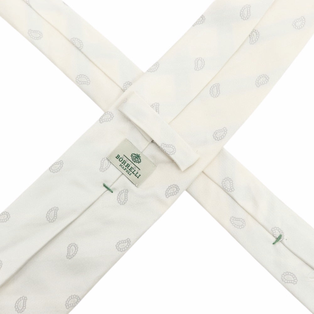 【中古】ルイジ ボレッリ Luigi Borrelli シルク ペイズリー柄ネクタイ アイボリー【 状態ランクB 】【 メンズ 】