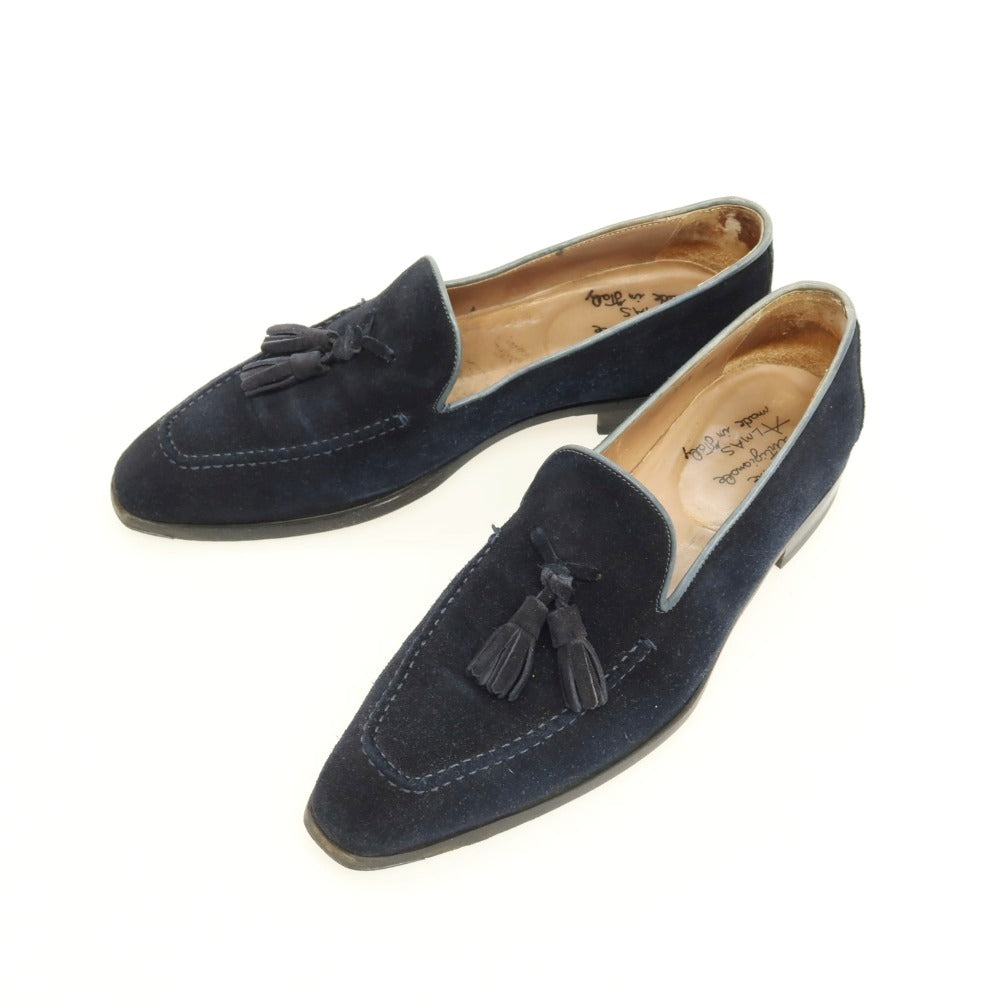 【中古】アルマス ALMAS スエード タッセルローファー ネイビー【サイズ40 1/2】【 状態ランクC 】【 メンズ 】