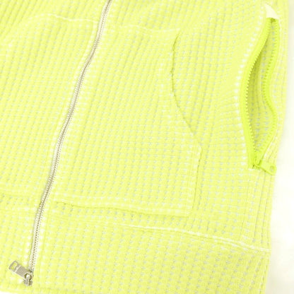 【中古】シーグリーン Seagreen コットンポリエステル ダブルジップ パーカー ネオングリーンxホワイト【サイズ3】【 状態ランクB 】【 メンズ 】