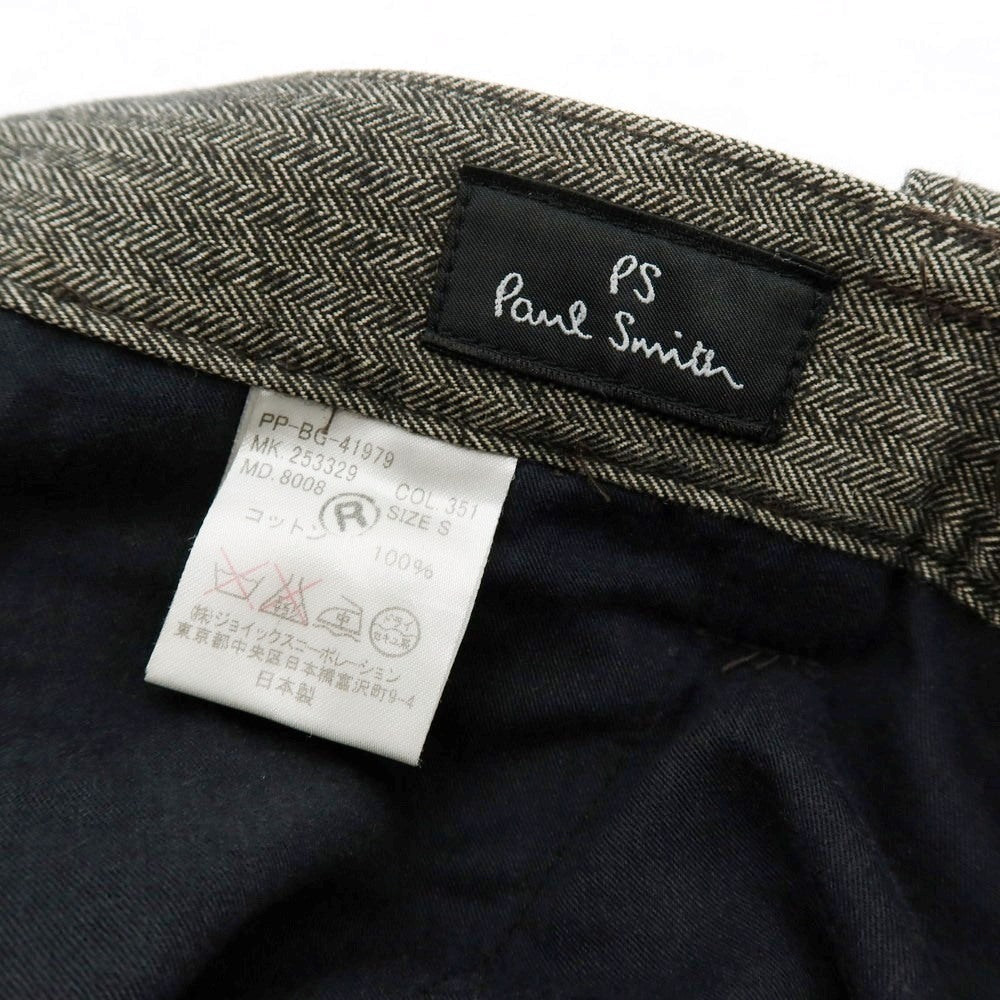 【中古】ピーエス ポールスミス PS Paul Smith コットン ヘリンボーン カジュアルスラックスパンツ ブラックxアイボリー系【 S 】【 状態ランクC 】【 メンズ 】
