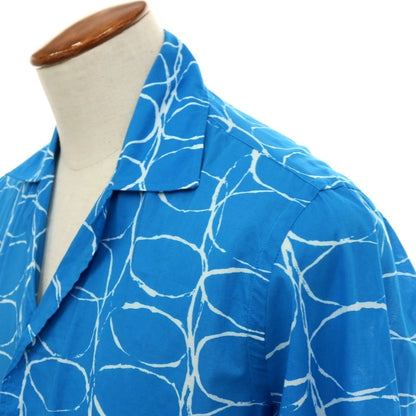 【中古】タリアトーレ TAGLIATORE コットン 総柄 プリント オープンカラー カジュアルシャツ ブルーxホワイト【サイズ40】【 状態ランクB 】【 メンズ 】