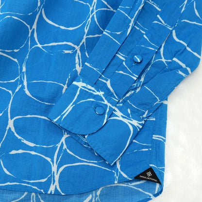 【中古】タリアトーレ TAGLIATORE コットン 総柄 プリント オープンカラー カジュアルシャツ ブルーxホワイト【サイズ40】【 状態ランクB 】【 メンズ 】