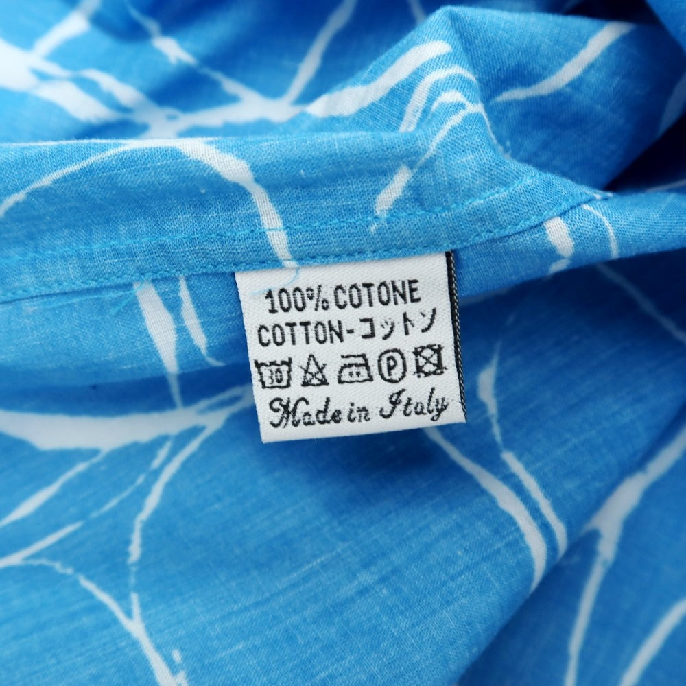 【中古】タリアトーレ TAGLIATORE コットン 総柄 プリント オープンカラー カジュアルシャツ ブルーxホワイト【サイズ40】【 状態ランクB 】【 メンズ 】