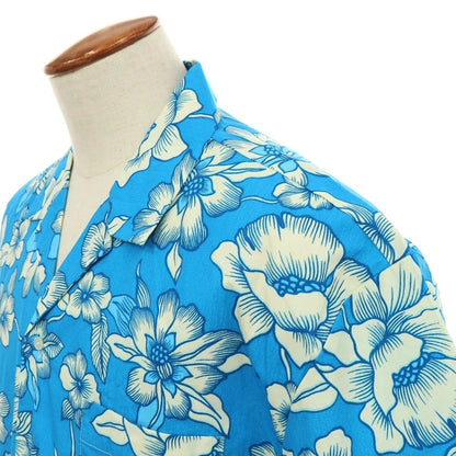 【中古】ヨーン ユーン ユン YOON コットン フラワー プリント オープンカラー 半袖シャツ ブルーxホワイト【サイズ48】【 状態ランクB 】【 メンズ 】