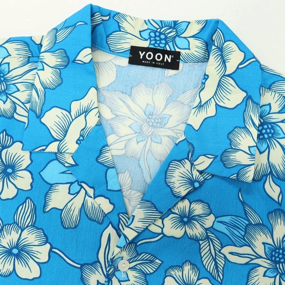 【中古】ヨーン ユーン ユン YOON コットン フラワー プリント オープンカラー 半袖シャツ ブルーxホワイト【サイズ48】【 状態ランクB 】【 メンズ 】