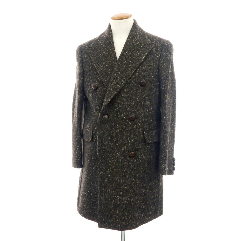 【中古】エトネ ETONNE ウールシルク ダブルブレストコート ブラウン【 M 】【 状態ランクA 】【 メンズ 】