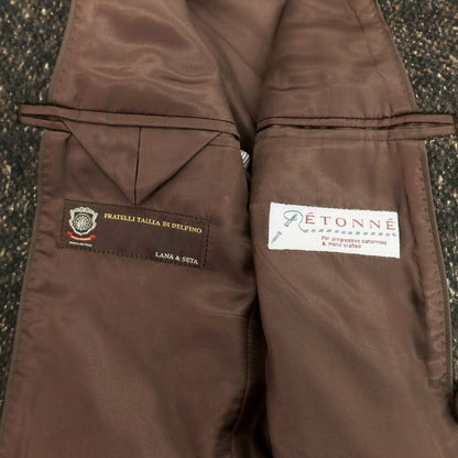 【中古】エトネ ETONNE ウールシルク ダブルブレストコート ブラウン【 M 】【 状態ランクA 】【 メンズ 】