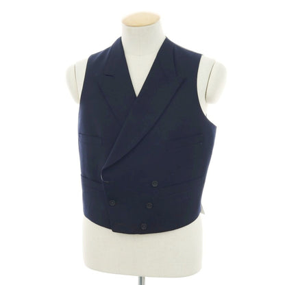 【中古】バタクハウスカット batak house cut ウール ダブル6B ドレス系ジレ ベスト ネイビー【 34 】【 状態ランクB 】【 メンズ 】