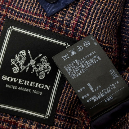 【中古】【未使用】ソブリン SOVEREIGN シルクリネン チェック テーラードジャケット パープルxネイビー【サイズ44】【 状態ランクS 】【 メンズ 】