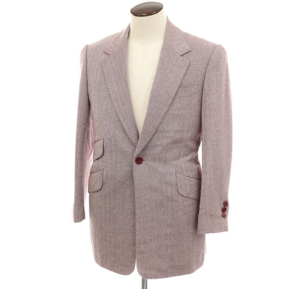 【中古】ラクアアンドシー lacquer&amp;c ウール テーラードジャケット パープルxホワイト【サイズ表記なし（L位）】【 状態ランクB 】【 メンズ 】