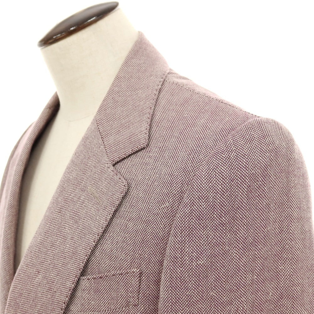 【中古】ラクアアンドシー lacquer&amp;c ウール テーラードジャケット パープルxホワイト【サイズ表記なし（L位）】【 状態ランクB 】【 メンズ 】