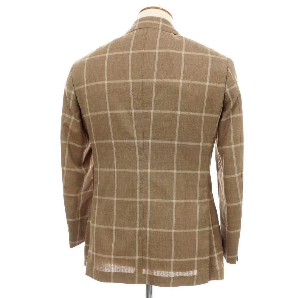 【中古】ブリッラ ペル イル グスト Brilla per il gusto ウール チェック ダブル テーラードジャケット トープ【 46 】【 状態ランクA 】【 メンズ 】 []