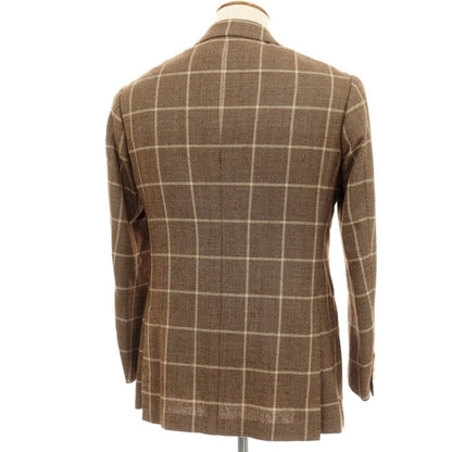 【中古】ブリッラ ペル イル グスト Brilla per il gusto ウールシルクリネン チェック テーラードジャケット ブラウンxベージュ【サイズ46】【 状態ランクC 】【 メンズ 】