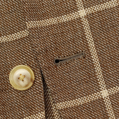 【中古】ブリッラ ペル イル グスト Brilla per il gusto ウールシルクリネン チェック テーラードジャケット ブラウンxベージュ【サイズ46】【 状態ランクC 】【 メンズ 】