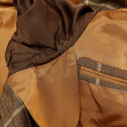 【中古】ブリッラ ペル イル グスト Brilla per il gusto ウールシルクリネン チェック テーラードジャケット ブラウンxベージュ【サイズ46】【 状態ランクC 】【 メンズ 】