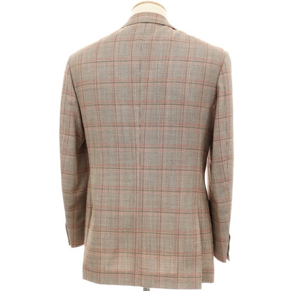 【中古】ビームスエフ BEAMS F シルクウールモヘア チェック テーラードジャケット ブラウンxピンク【サイズ93】【 状態ランクB 】【 メンズ 】