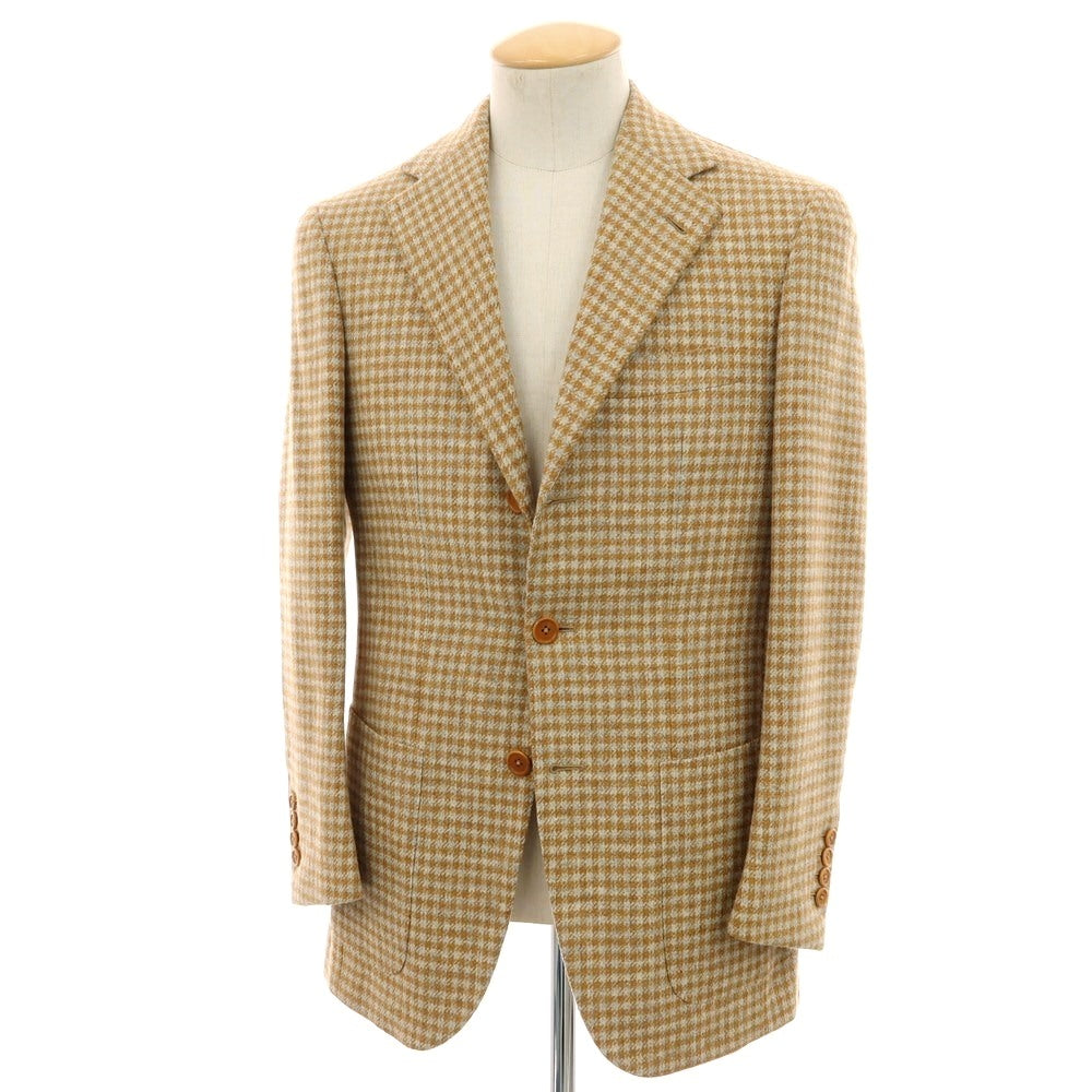 【中古】サルトリア カスタンジア Sartoria Castangia ウール チェック 3B カジュアルジャケット オレンジブラウン系【 42 】【 状態ランクD 】【 メンズ 】