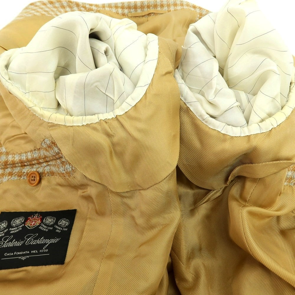 【中古】サルトリア カスタンジア Sartoria Castangia ウール チェック 3B カジュアルジャケット オレンジブラウン系【 42 】【 状態ランクD 】【 メンズ 】